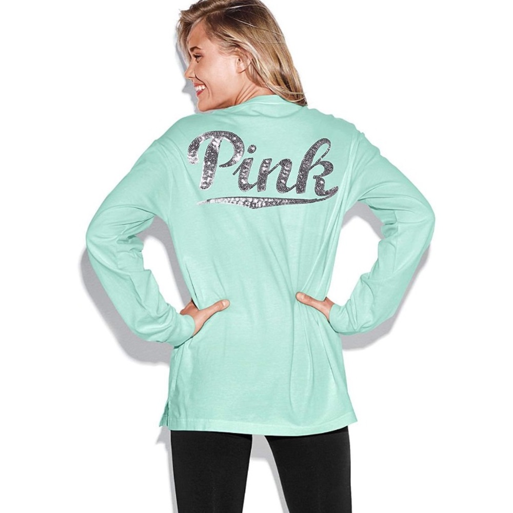 ❌TRADED❌⭐️VS PINK Campus Bling Long Sleeve Tee⭐️ - Picture 1 of 7